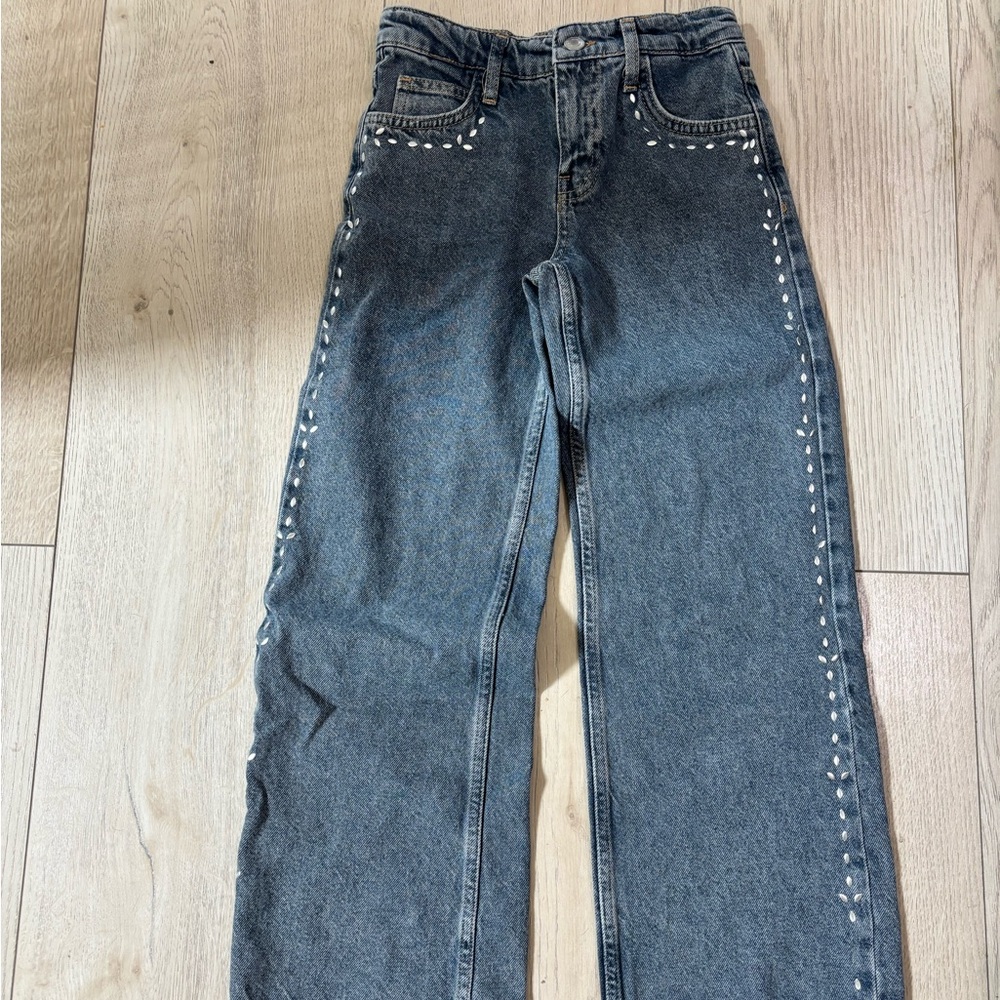 Zara Kids Blue Jeans with White Accents